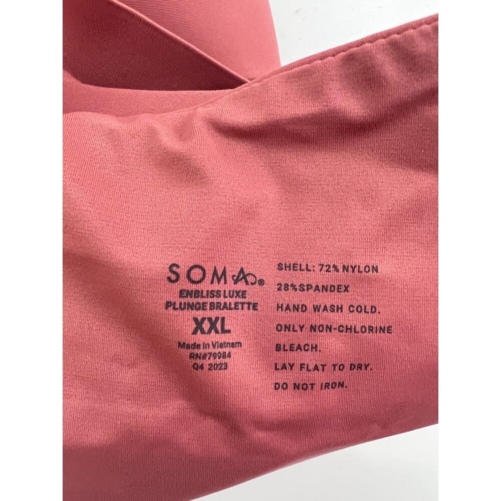 Soma Enbliss Luxe Plunge Bralette Size XXL Wire free Convertible Clay Rose - Picture 4 of 4